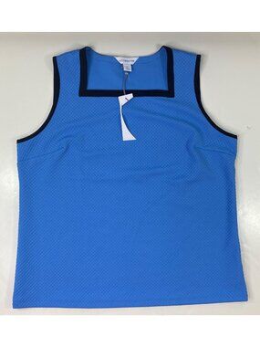 Liz Claiborne Womens Blue Textured Tank Top Lightweight Sleeveless Size XL
